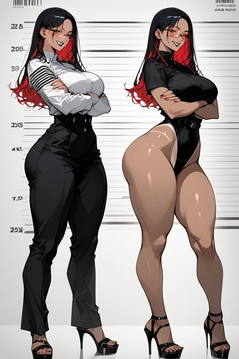 Thick Hourglass Body, Magazine Cover Background, Thick Thighs Hentai AI Porn