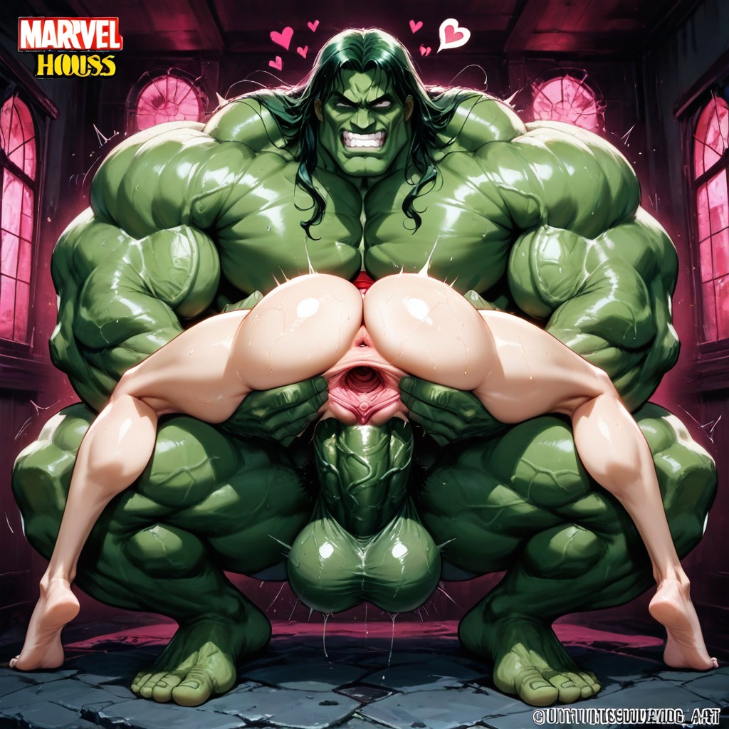 The Hulk, Muscular Hulking Man, Haruno Sakura Hentai IA