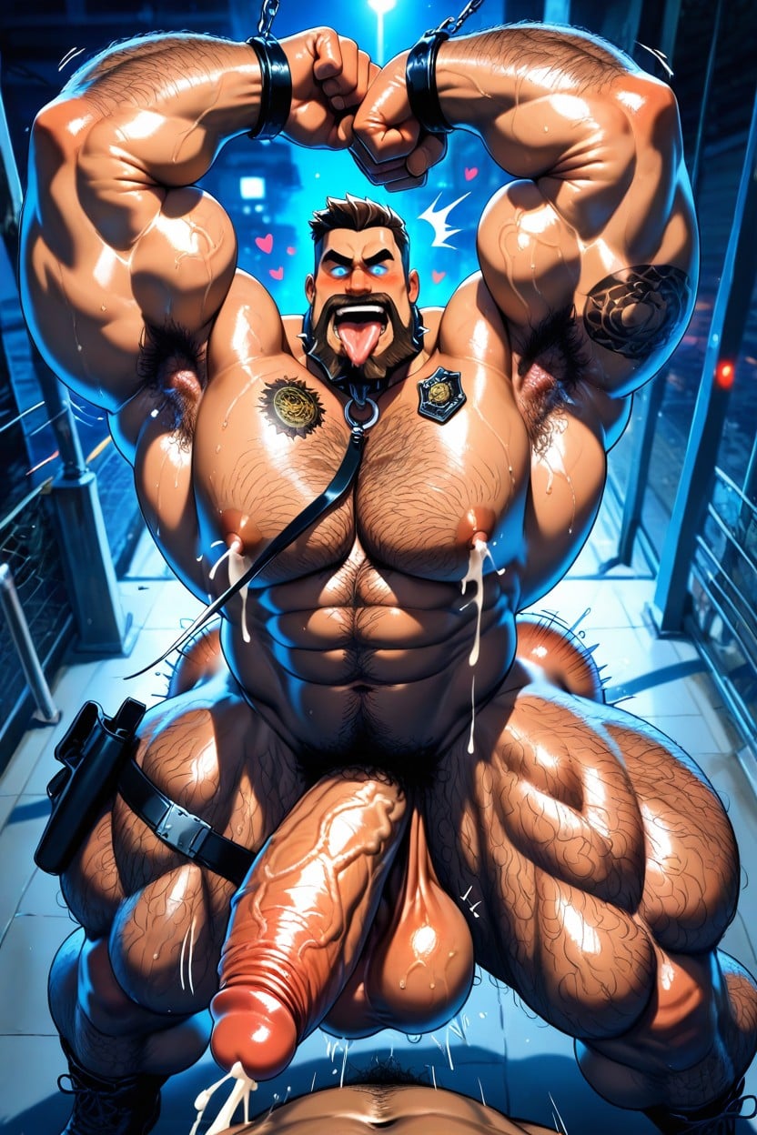 Lifting Man, Giant Licking Neck, Japanese AI Gay Porn