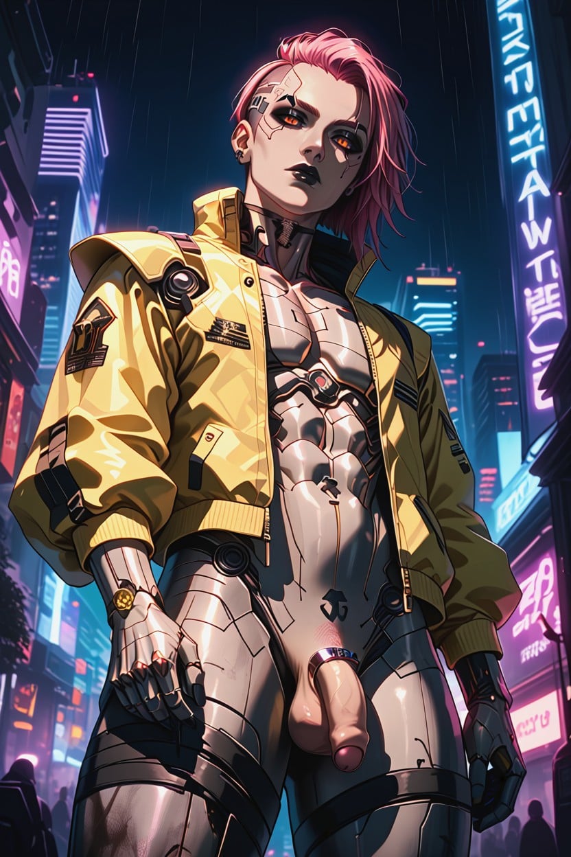 Wide Hips, De Pie, Orange Eyes Hentai IA