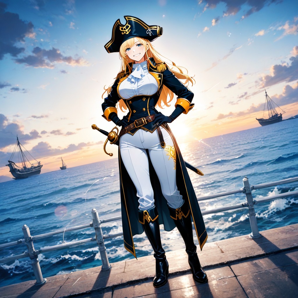 Looking At Viewer, In A Large Galleon Ship, Wasp Waist AI黃漫