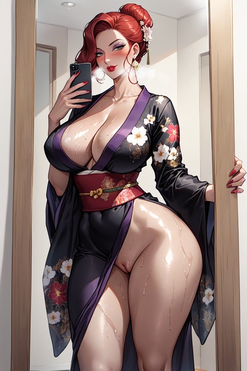 Milf, Red Hair, Massive Breast Hentai AI Porn