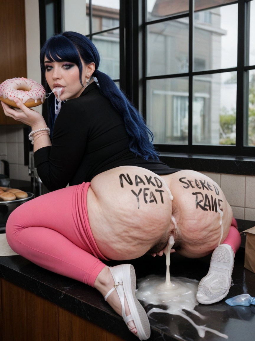 Asiática, Perfect Face, Eating A Donut Covered In Cum Porno IA