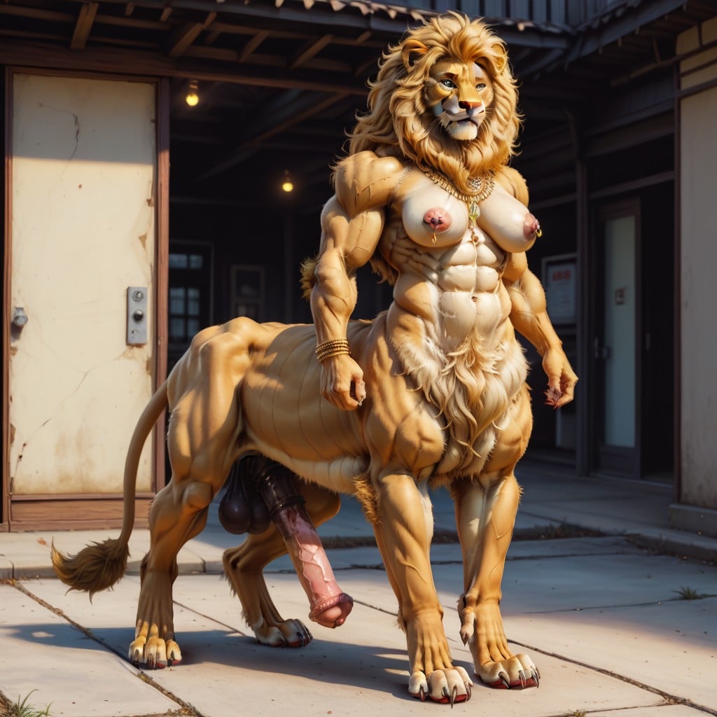 Earrings Gold Hoops, Muscular Hips, Perfect Gray Eyes Furry AI Porn