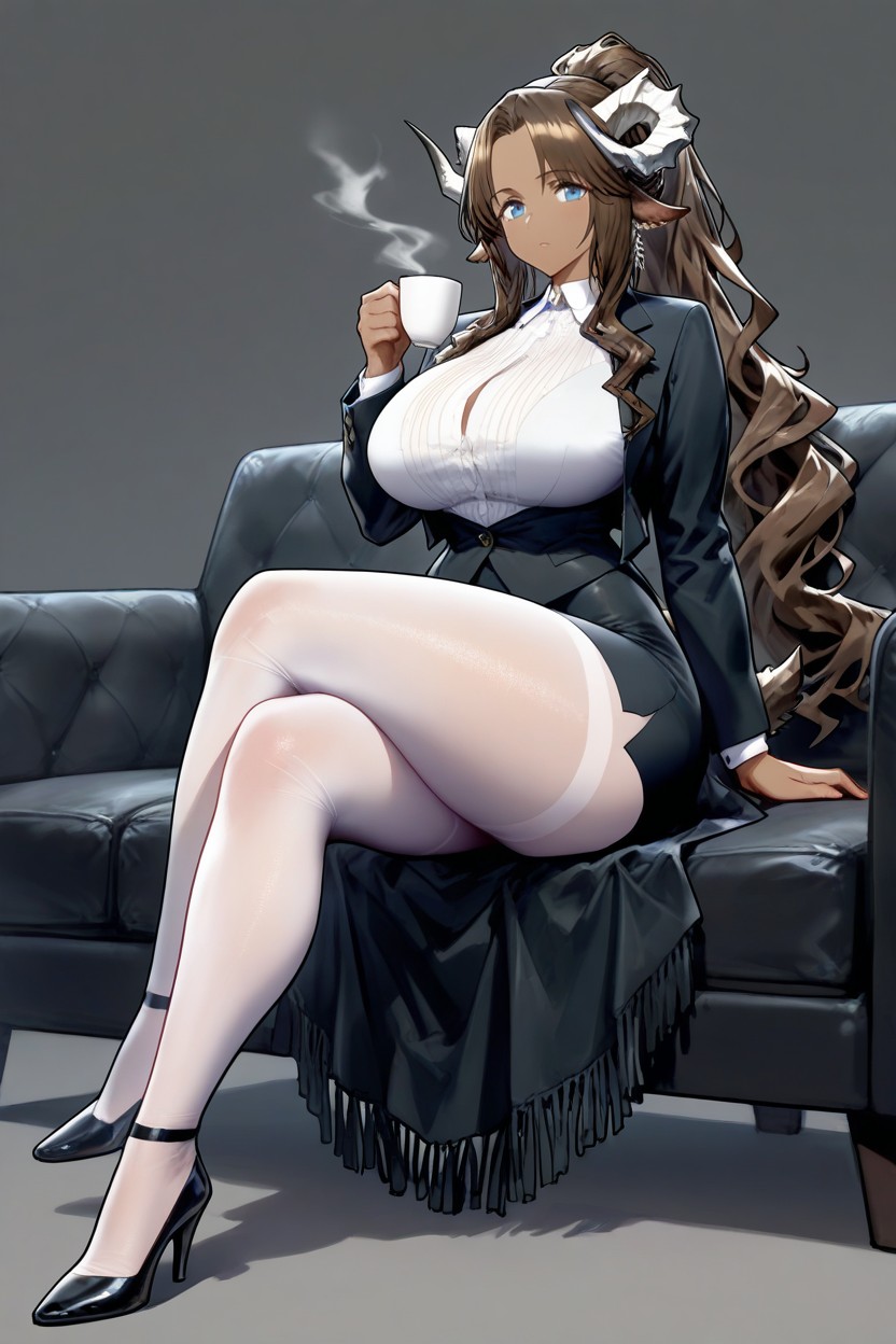 Confident, Gorgeous Mushroom Style, White Horns Hentai AI Porn