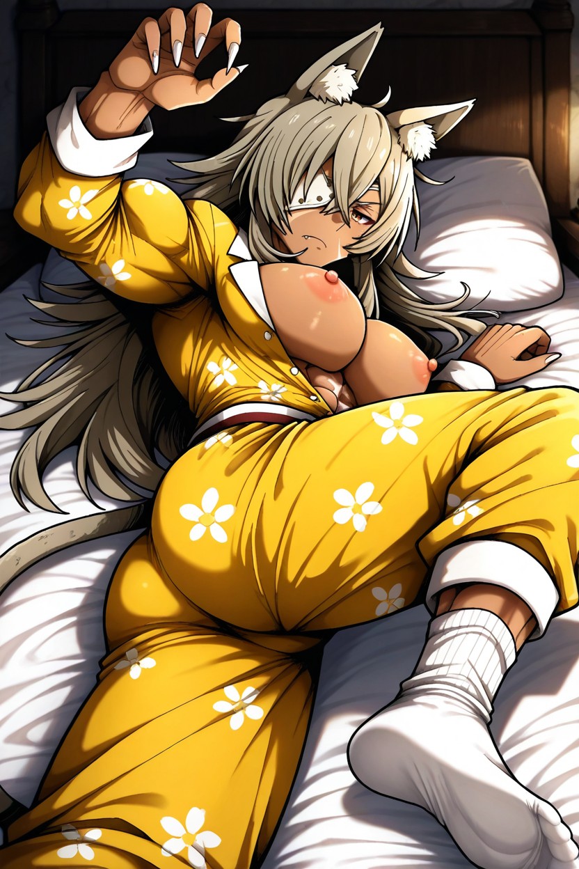 Breasts Exposed, Pajamas, Long Sleeve Top Porno IA Hentai