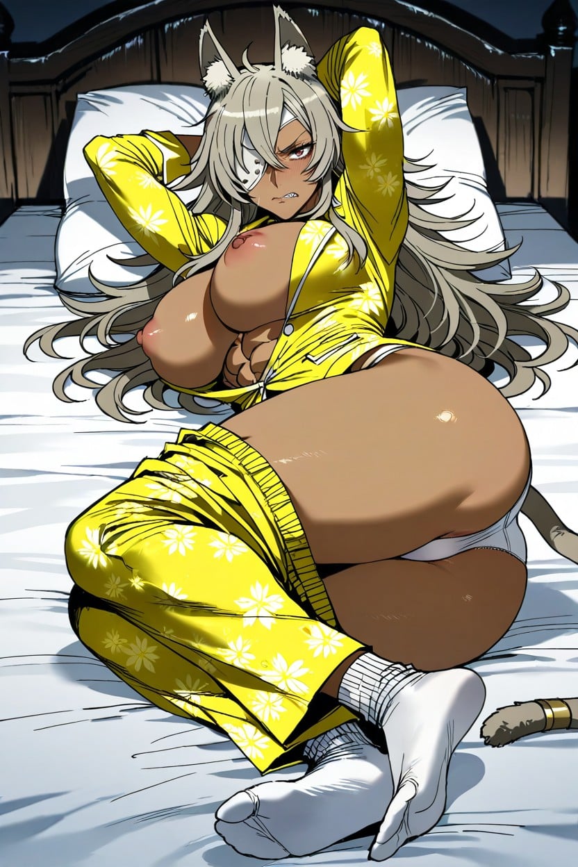 Laying, Pajamas, Arms Behind Head Hentai IA