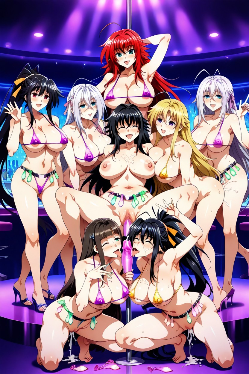 Multiple Women, Licking Penis, Cum Hentai AI Porn