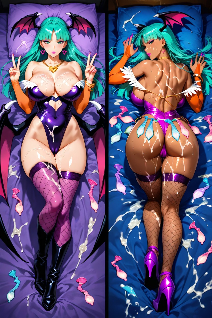 Used Condom Belt, Dark Skinned Woman, Purple Bodycon Dress Hentai AI Porn