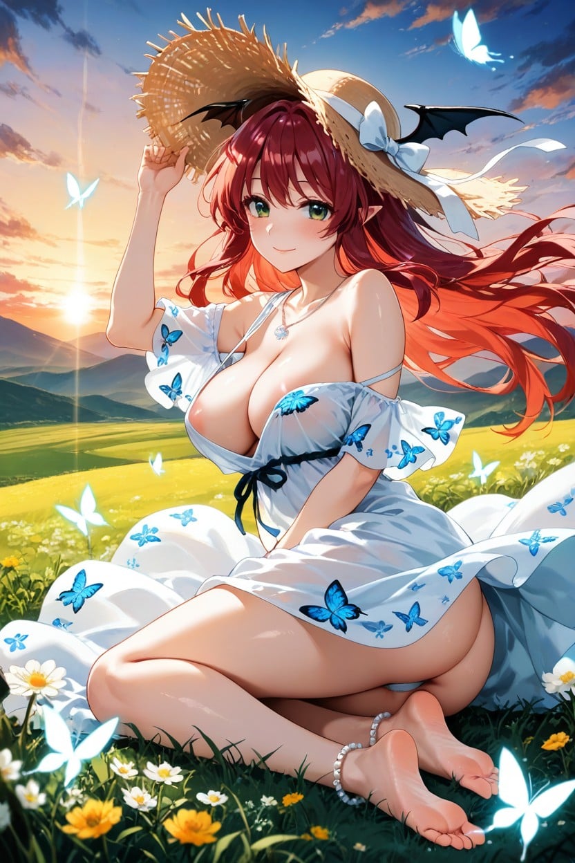 Areola Slip, Grassland On The Hill, Hand Holds Hat Hentai AI Porn