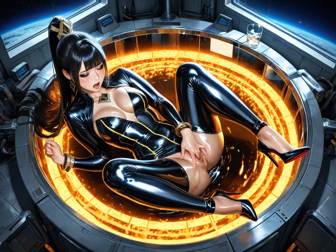 Massive Eyes, Female Masturbation, Chest Diamond Pattern On Suit Hentai AI Porn