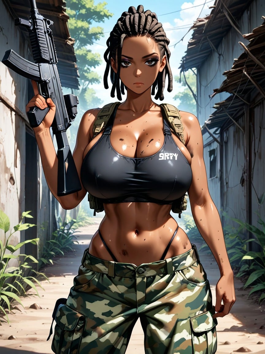 Navel Exposed, Feminine Body, Skinny Hentai AI Porn