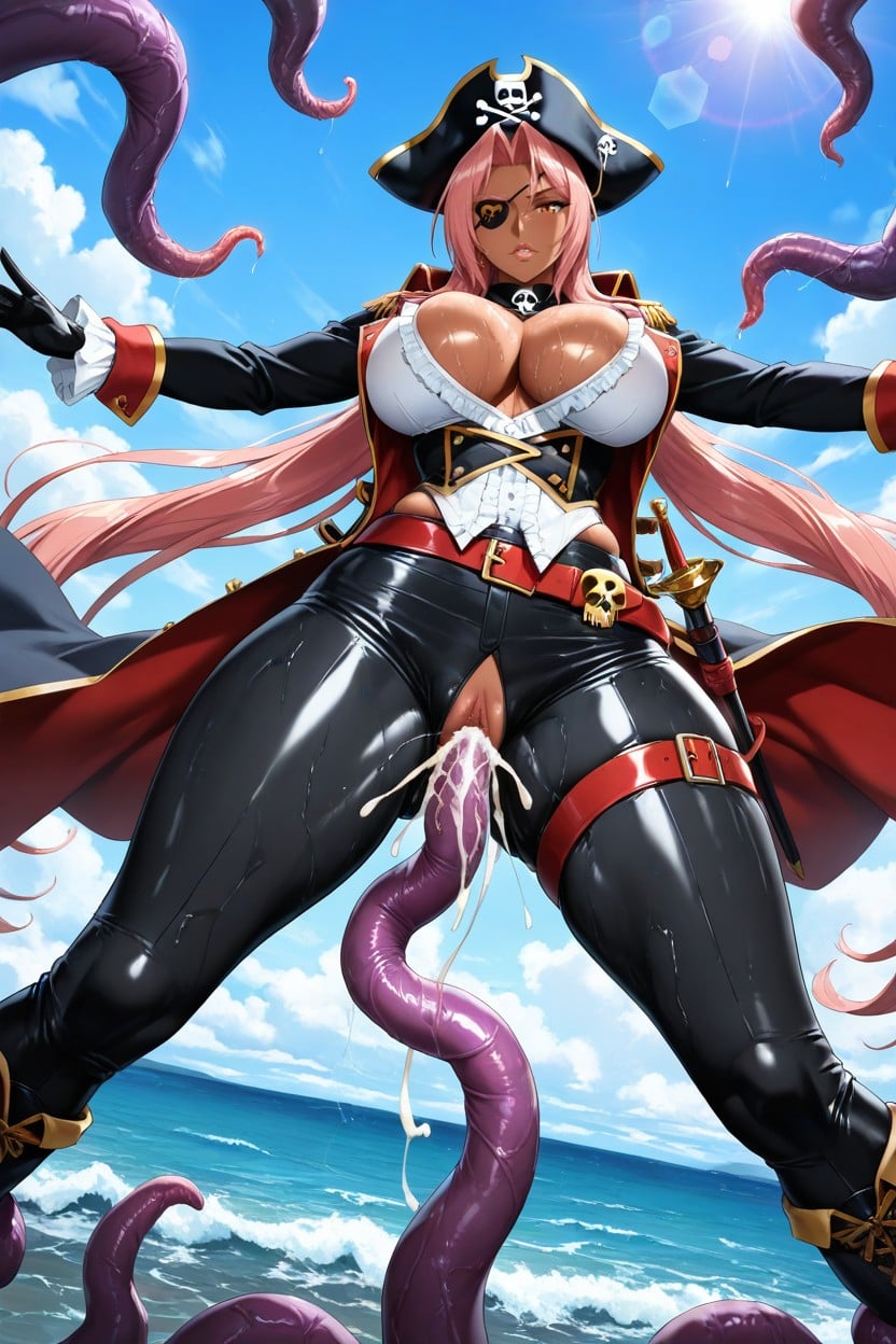 Suspended High In The Air, Wispy Bangs, Tentacles Lifting Her Into The Air Hentai AI Porn