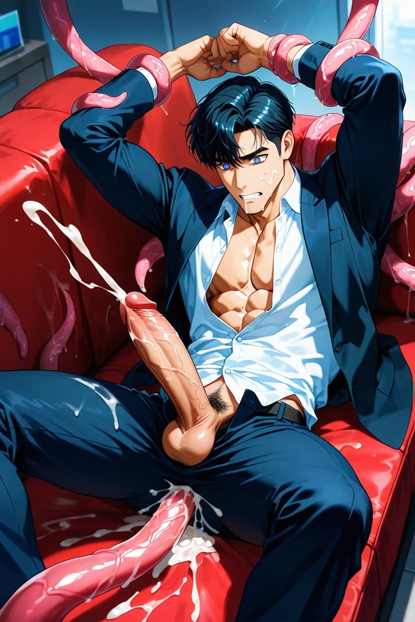 Open Clothes, Anime-like Hair Style, Pink Spiral Eyes AI同性戀黃片