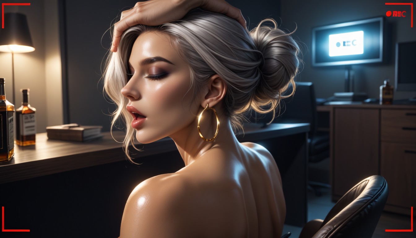 Close Up, Hair Bun, Hair Over Eye AI Porn