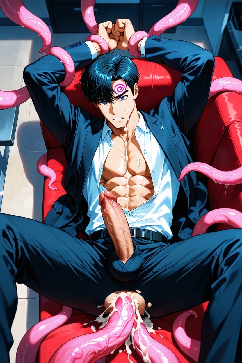 Hands Tied Up, Hair Ends Slightly Curled Up At The Ends, Lying On The Sofa Porno gay IA