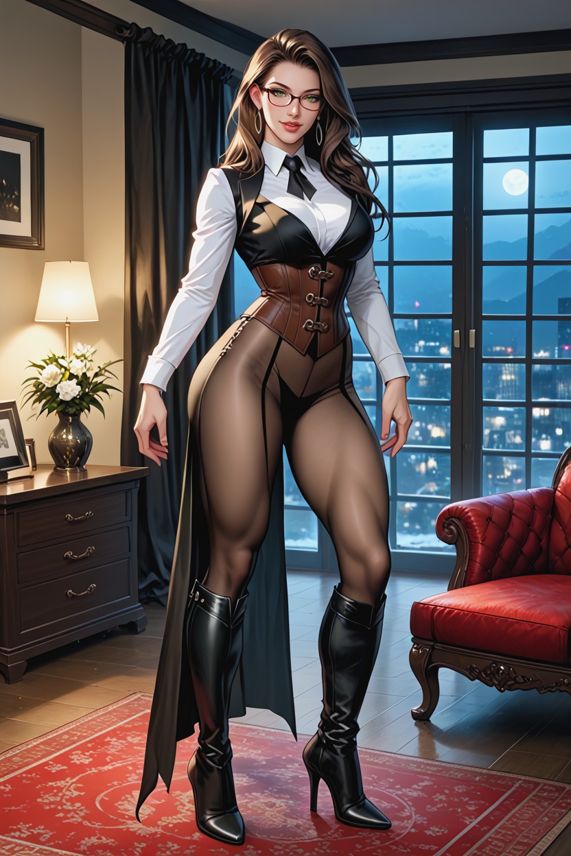 Glasses, Night, Very Long Legs AI Porn