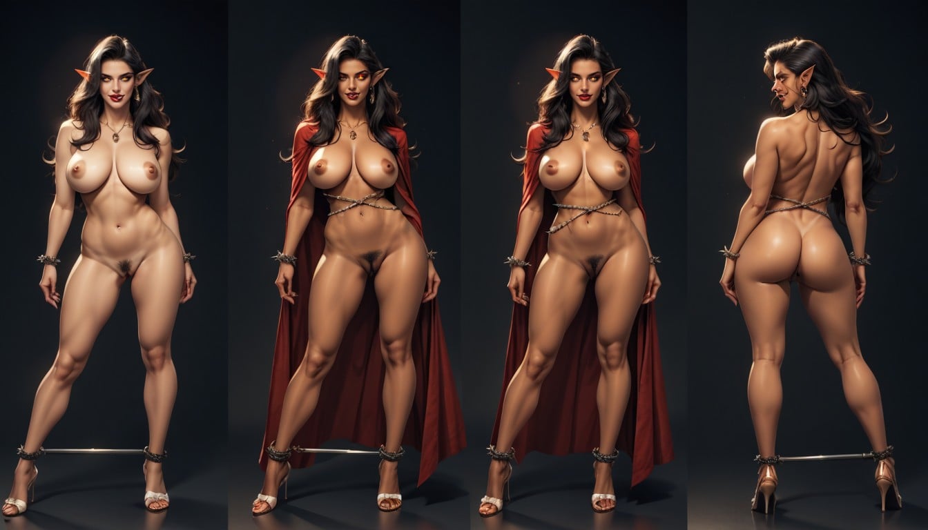 Smiling Mouth Open, Dark Tanned Skin, Bubble Butt AI Porn
