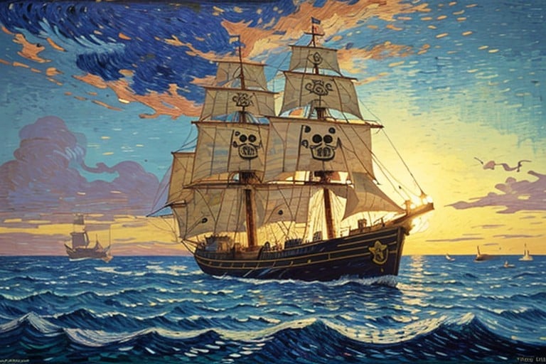 Painting With Pirates From One Piece Sailing On The Thousand Sunny Ship From One Piece, One Piece Characters Onboard, Insane Details AI Porn