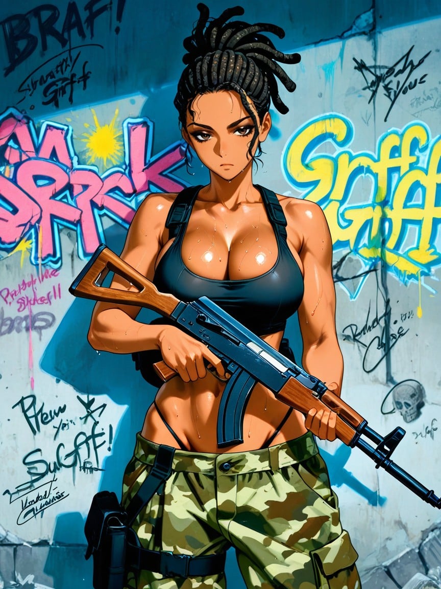 Large Rounded Breasts, Stunning Dark Brown Eyes, Bored Hentai AI Porn