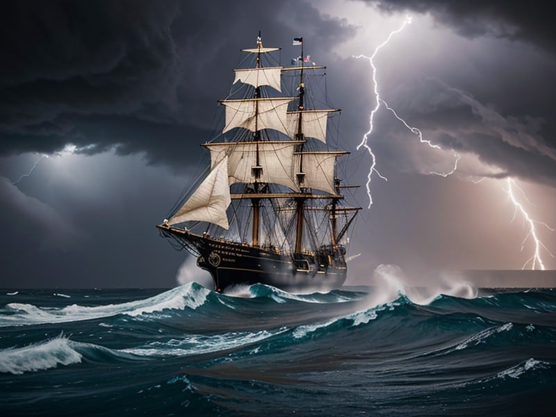 Unstoppable And Fearsome Upon The Stormy Seas, 25+, The Legendary Pirate Ship AI Porn