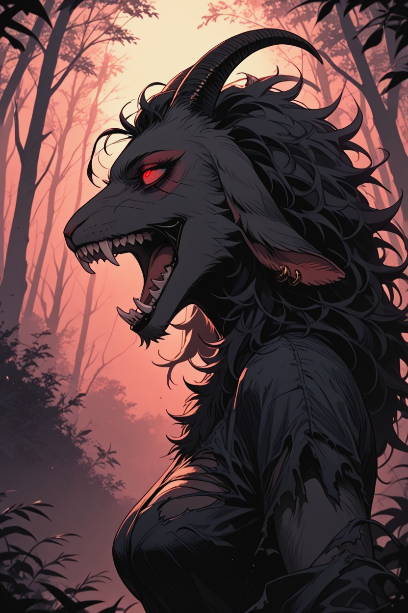 Goat, Female, Eldrich Horror Theme Porno IA Furry