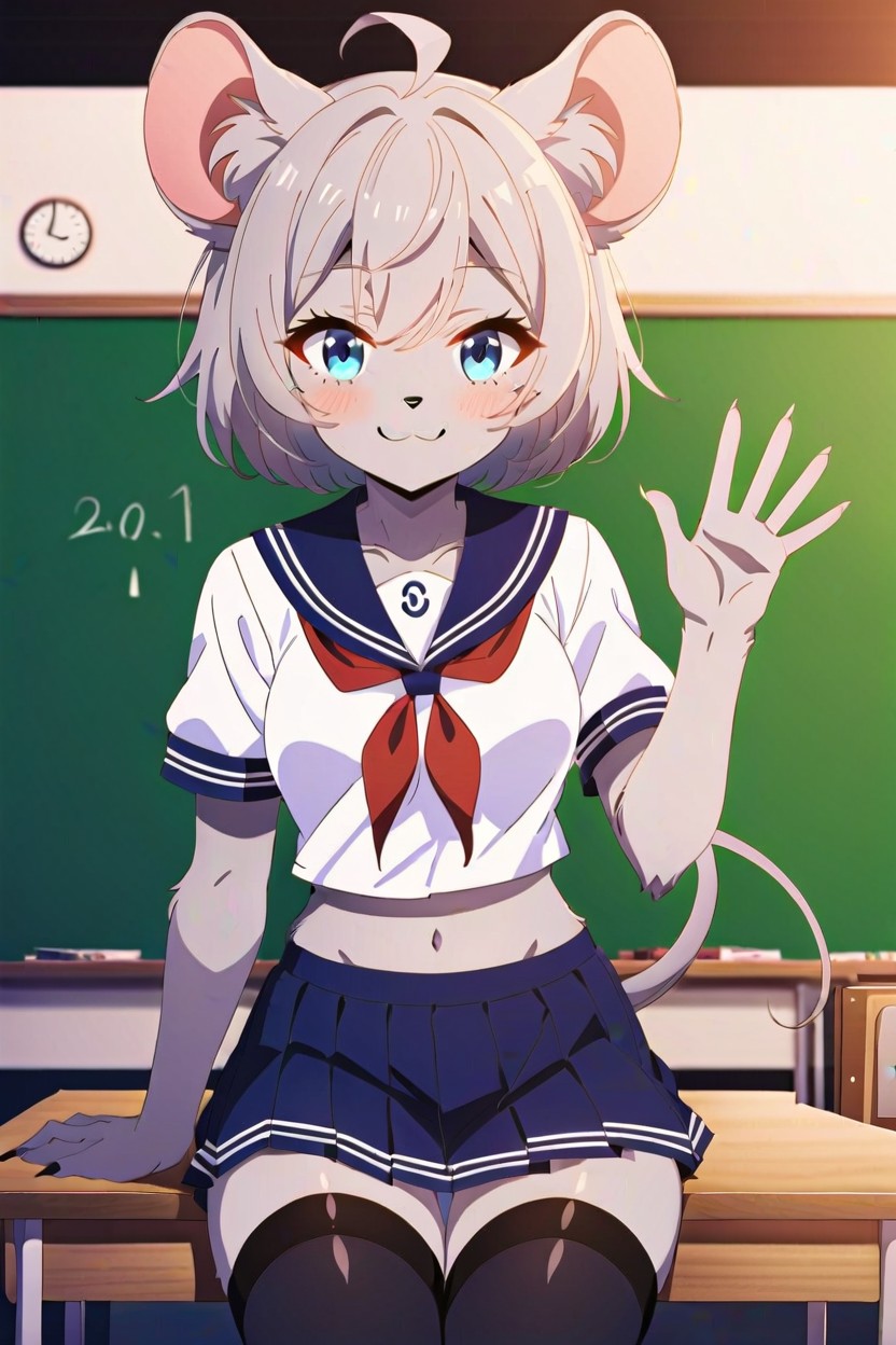 Mouse, Waving, Pretty Face Furry AI Porn