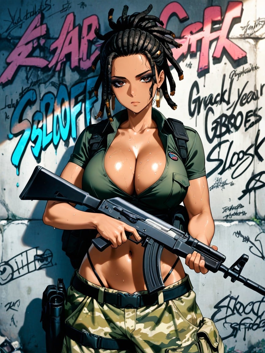 Military Tactical Gear, Delgada, Extreme Cleavage Hentai IA