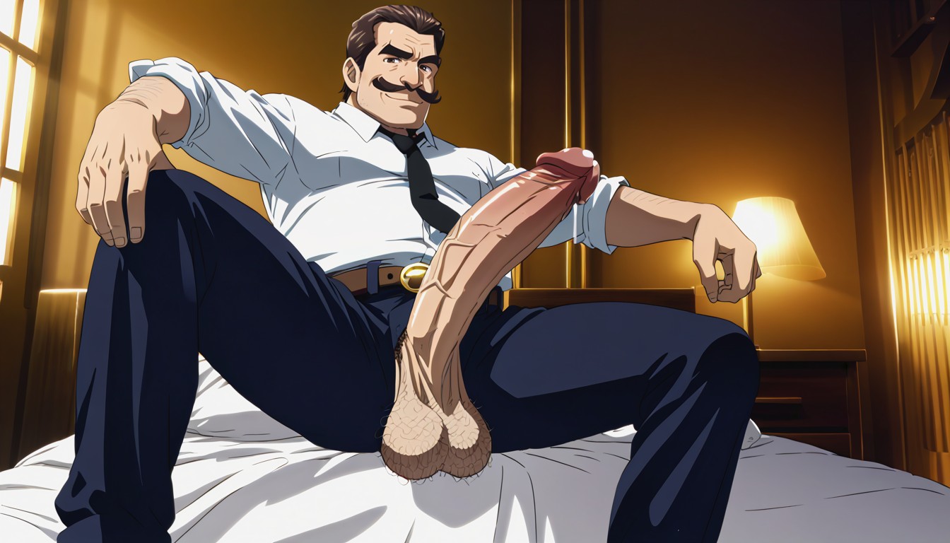 Chevron Mustache, 30+, Stubble ゲイAIポルノ