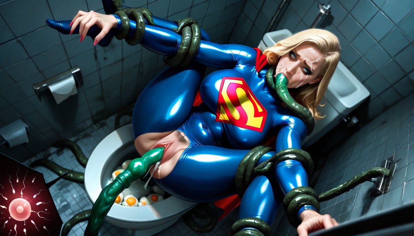 Blonde Hair, Tight Tentacle Bondage, Standing Behind Her AI Porn