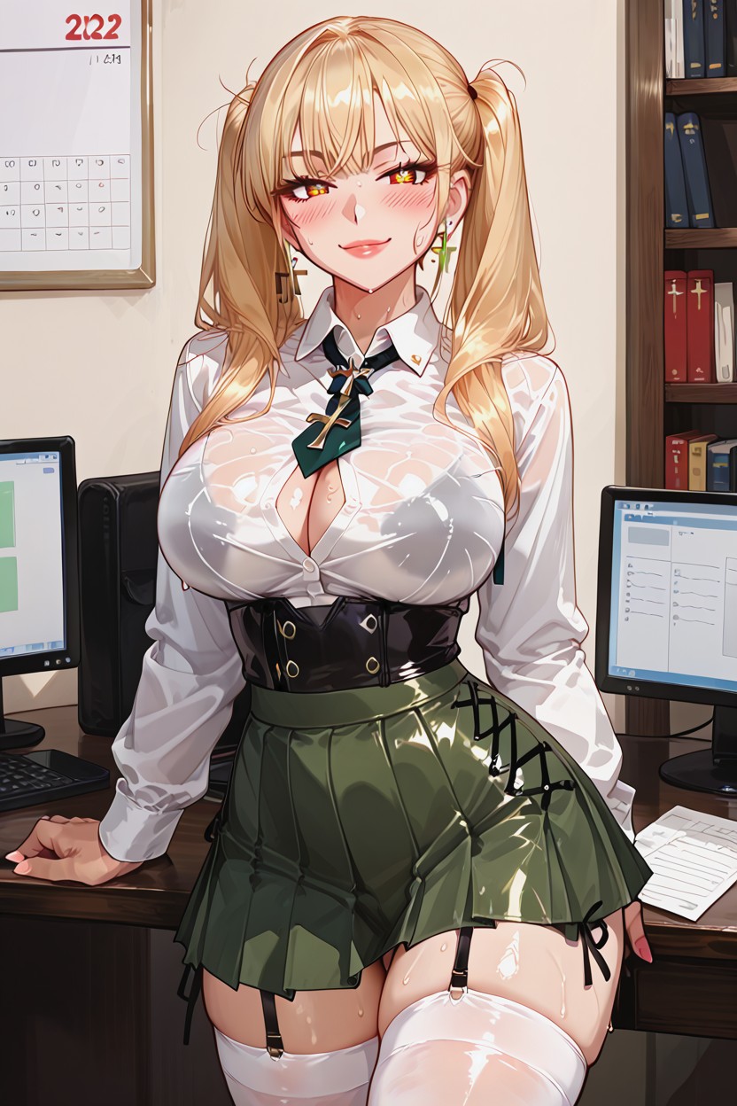 White Stockings, White Shirt, Voluptuous Hentai AI Porn