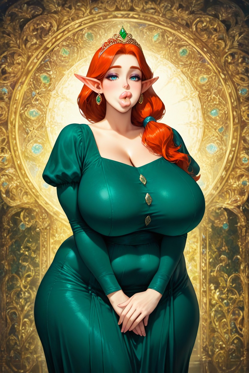 Tidy, Green Dress, Red Hair AI 포르노