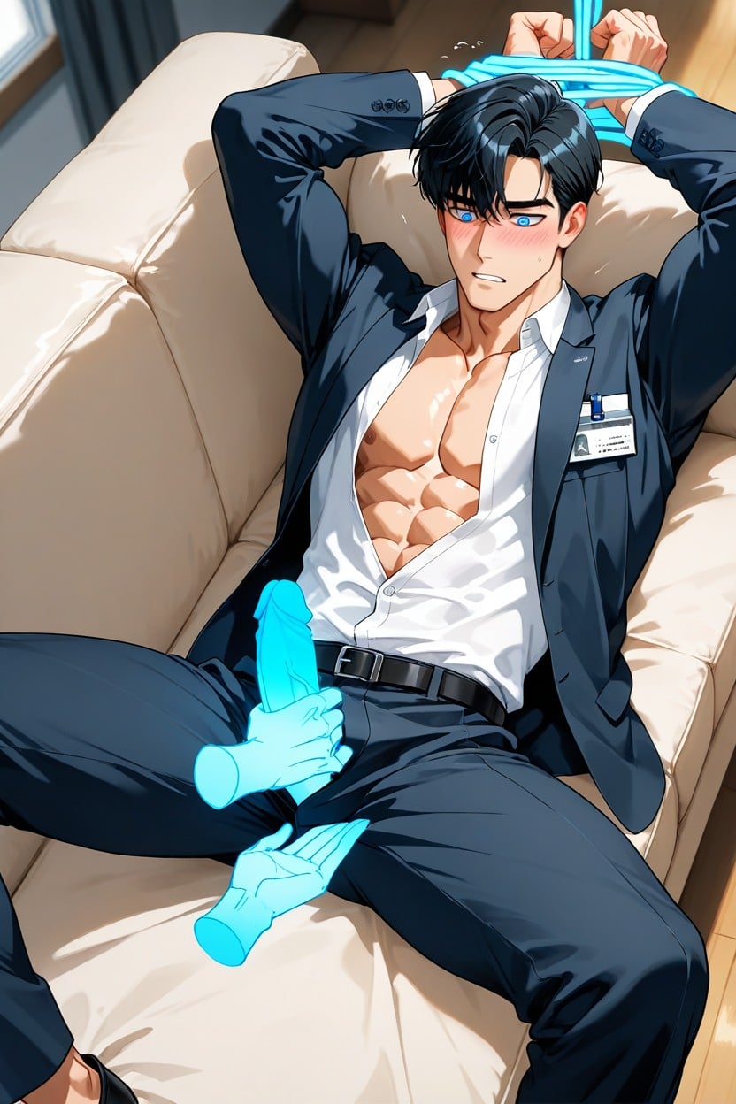 Dull Eyes, Open Shirt Revealing Body, 運動型 AI同性戀黃片