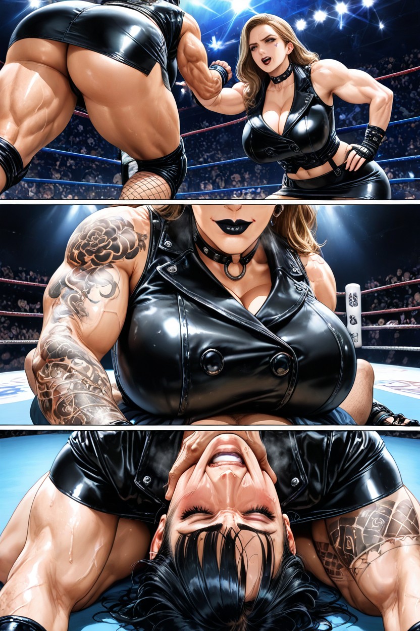 Feminine Muscular Woman, Highly Detailed, Gothic Style Hentai IA