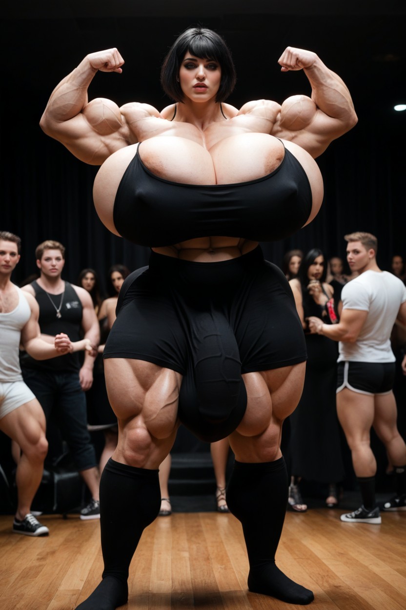 Dancing Club, 巨大な乳房, Hyper Large Muscles ニューハーフAIポルノ