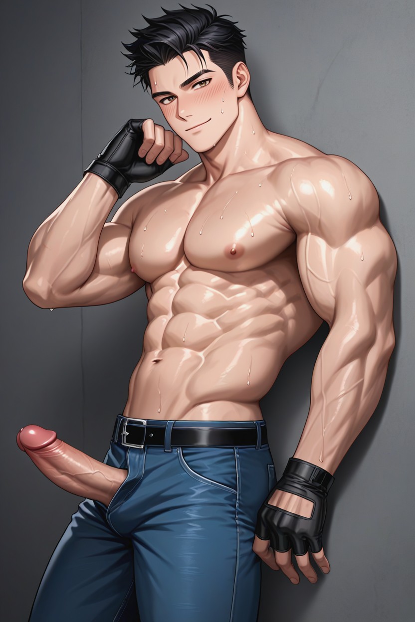 Bodybuilder Body, Looking At Viewer, Horny AI Gay Porn