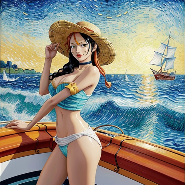 Woman Named Nami Is Apainted Animated Woman, Vivid Colors, Artstyle Similar To The Scream Painting By Vincent Van Gogh AI Porn