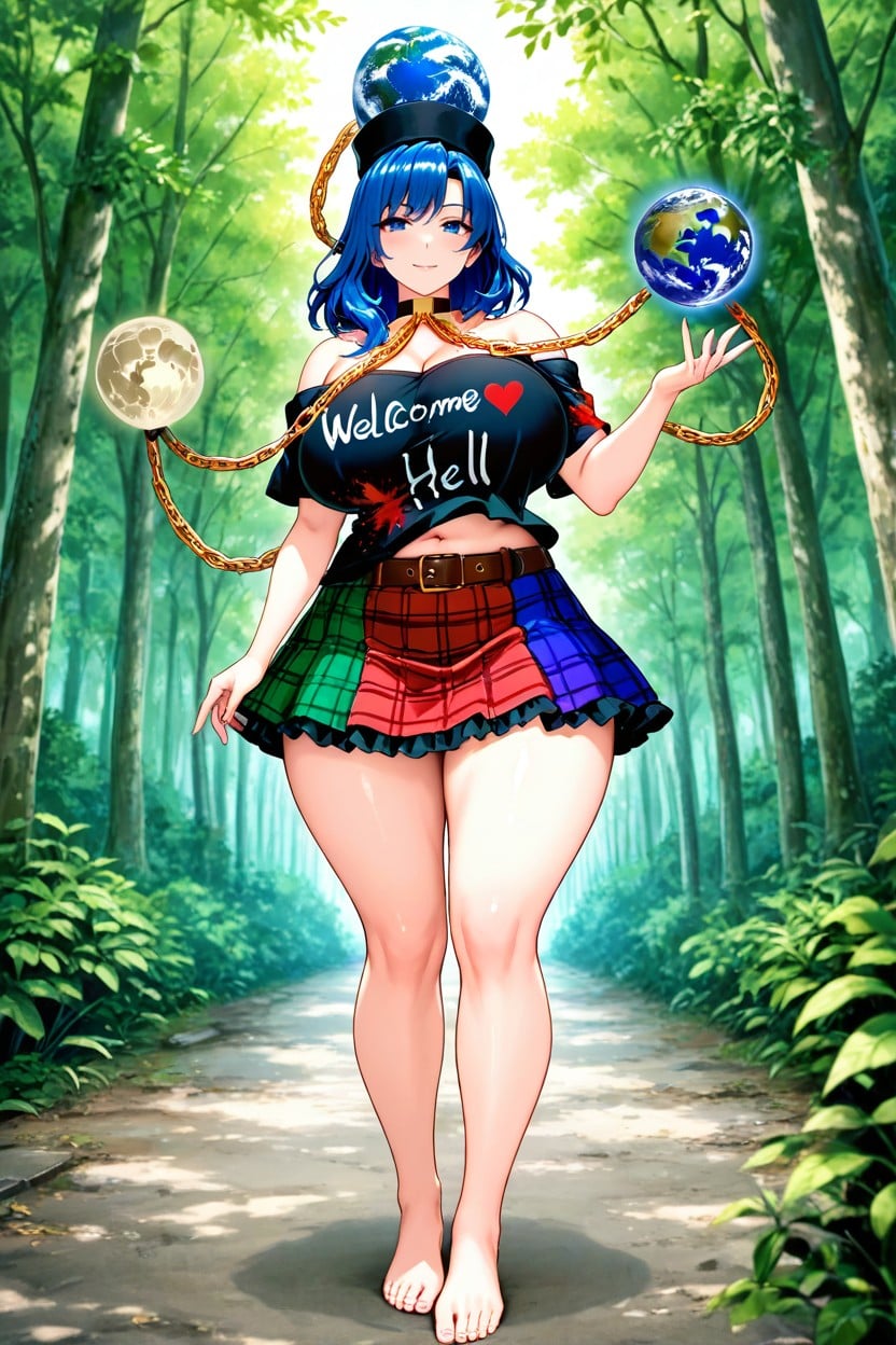 Blue Hair, Chain, Black Shirt Hentai AI Porn