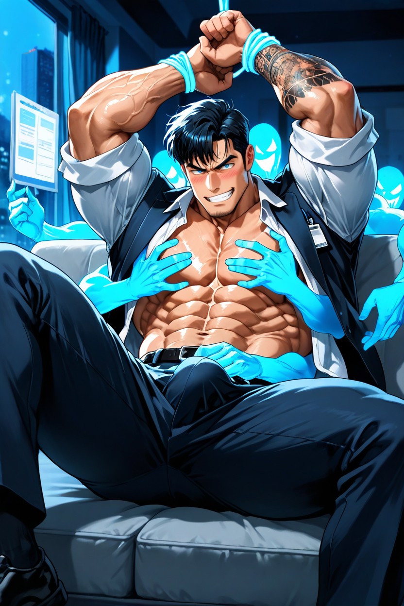 Throbbing Dick, Two Layered Shirt, Long White Shirt And With Office Pants Porno IA Gay