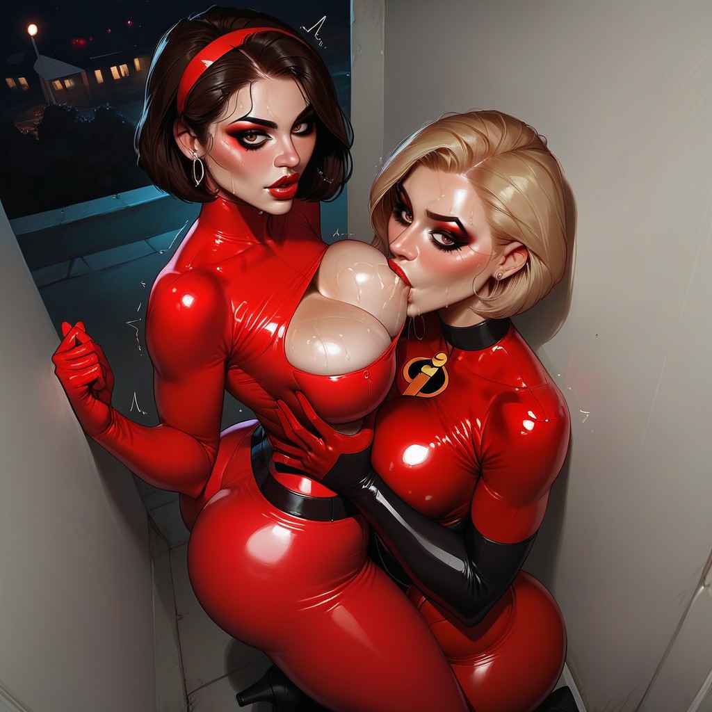 25+, Red Latex Pants, 乳胶服 AI黃片