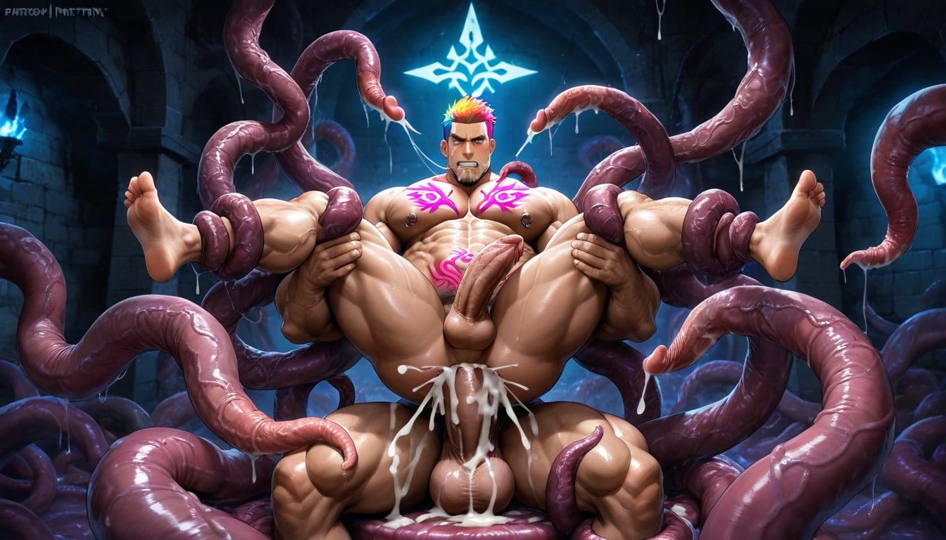 Legs Apart, Stomach Bulge From Tentacle, Big Penis AI同性恋黄片