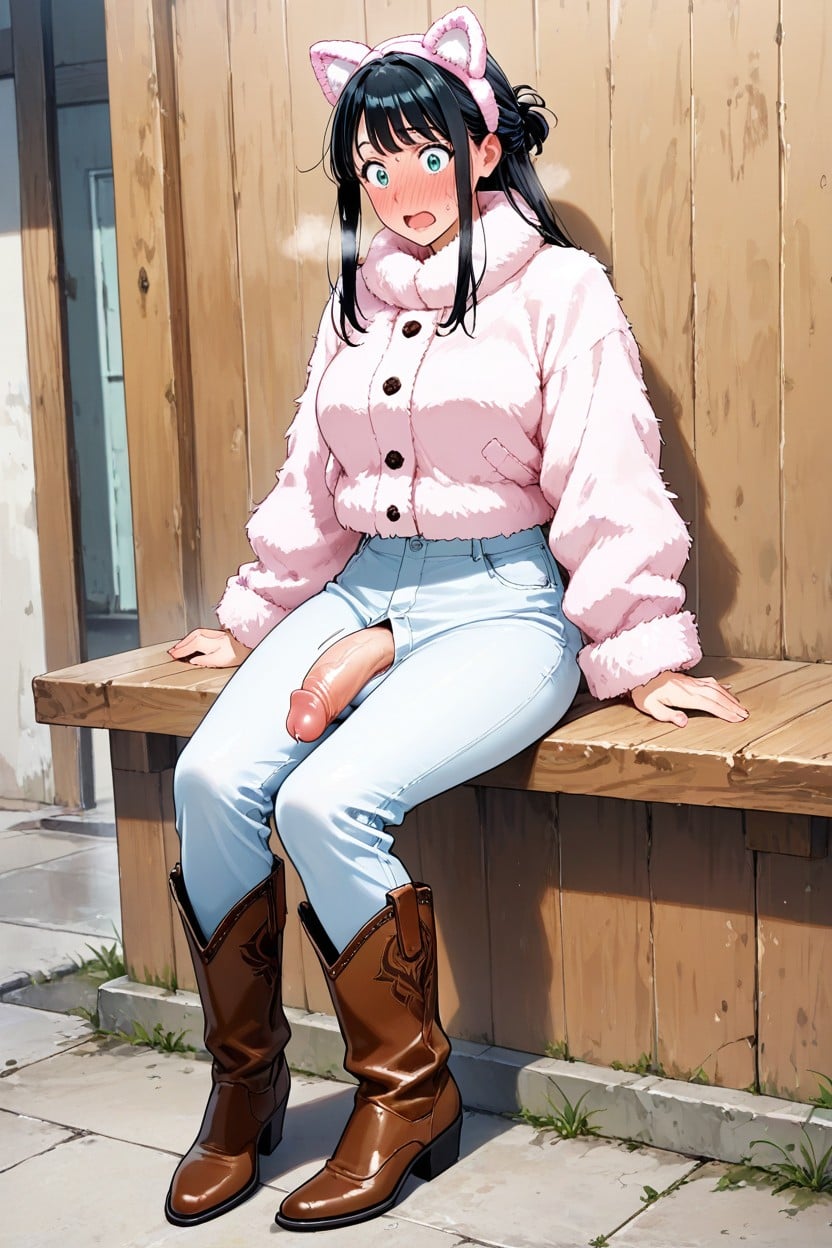 Croach Bulge Seen Throu Pants, 刘海, Fur Jacket AI黄片