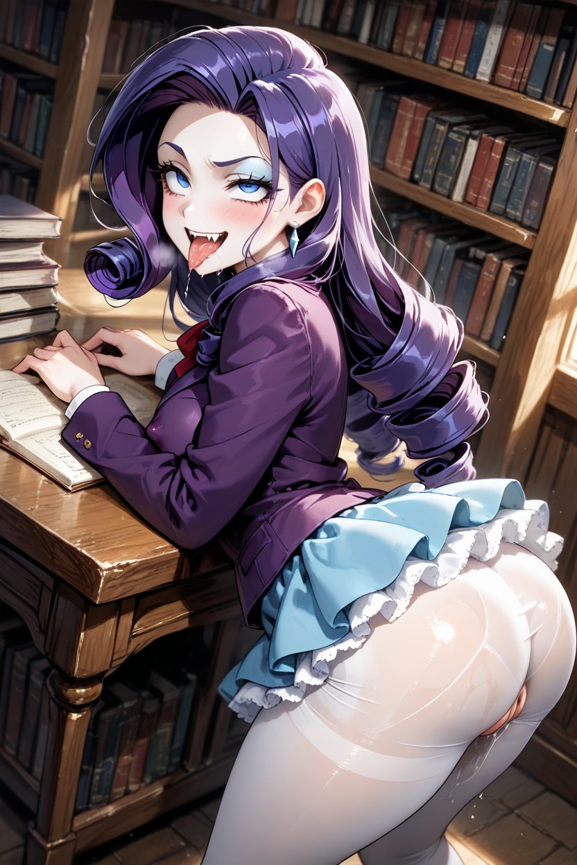 Surprised Eyes, Rarity Hair, Leaning On Table Hentai AI Porn