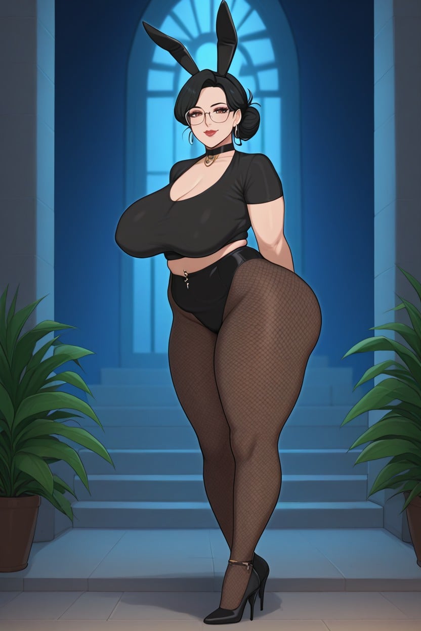 Tatoo On Hand, Glasses On Eyes, Pechos Masivos Porno MILF IA