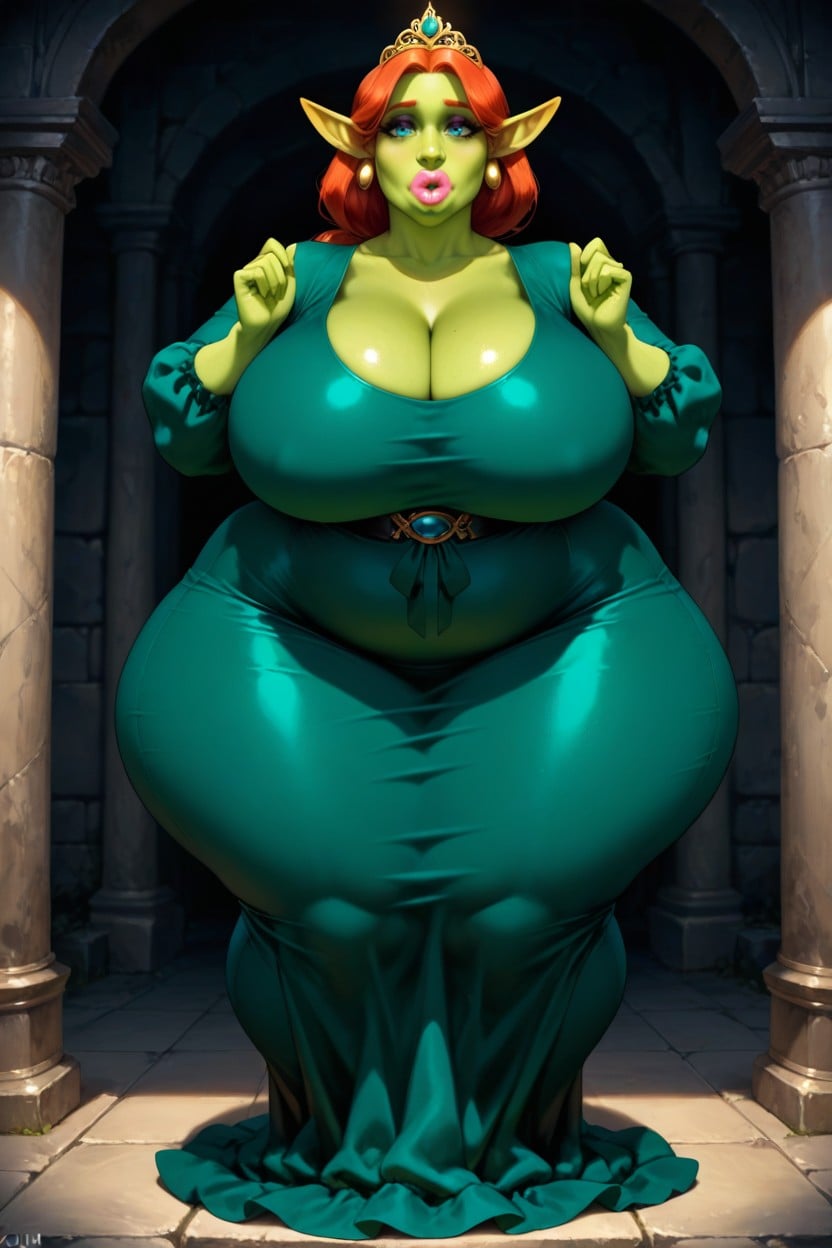 No Visible Makeup, Not Touching Shoulders, Huge Heavy Breast AI黃片