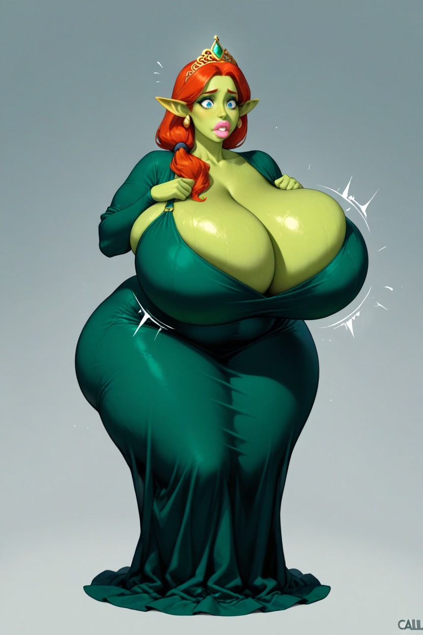 Styled In A Long Low Ponytail, Very Simple Light Blue Eyes, Thick Hips AI 포르노