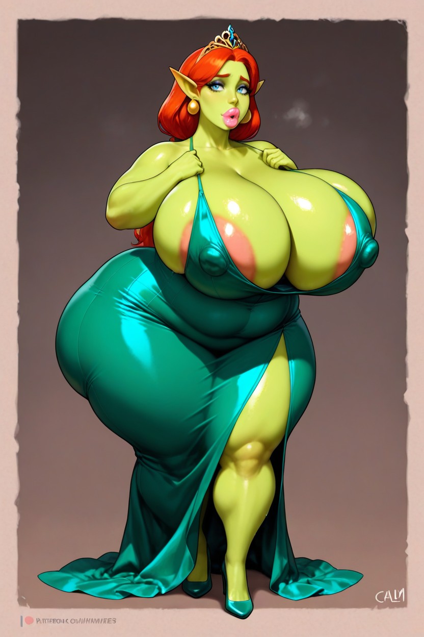 Not Voluminous, Fat Nipple, Green Skin AI黄片