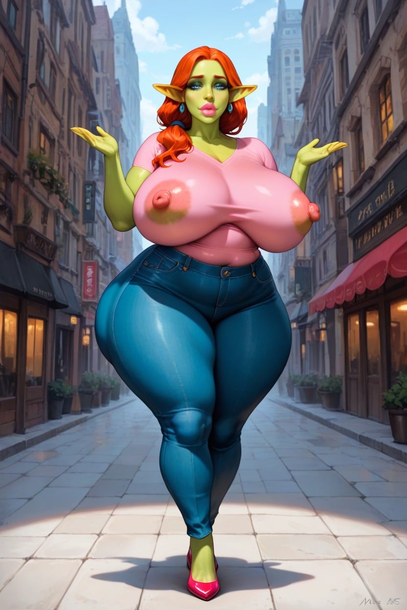 Body, Green Skin, Jeans AIポルノ