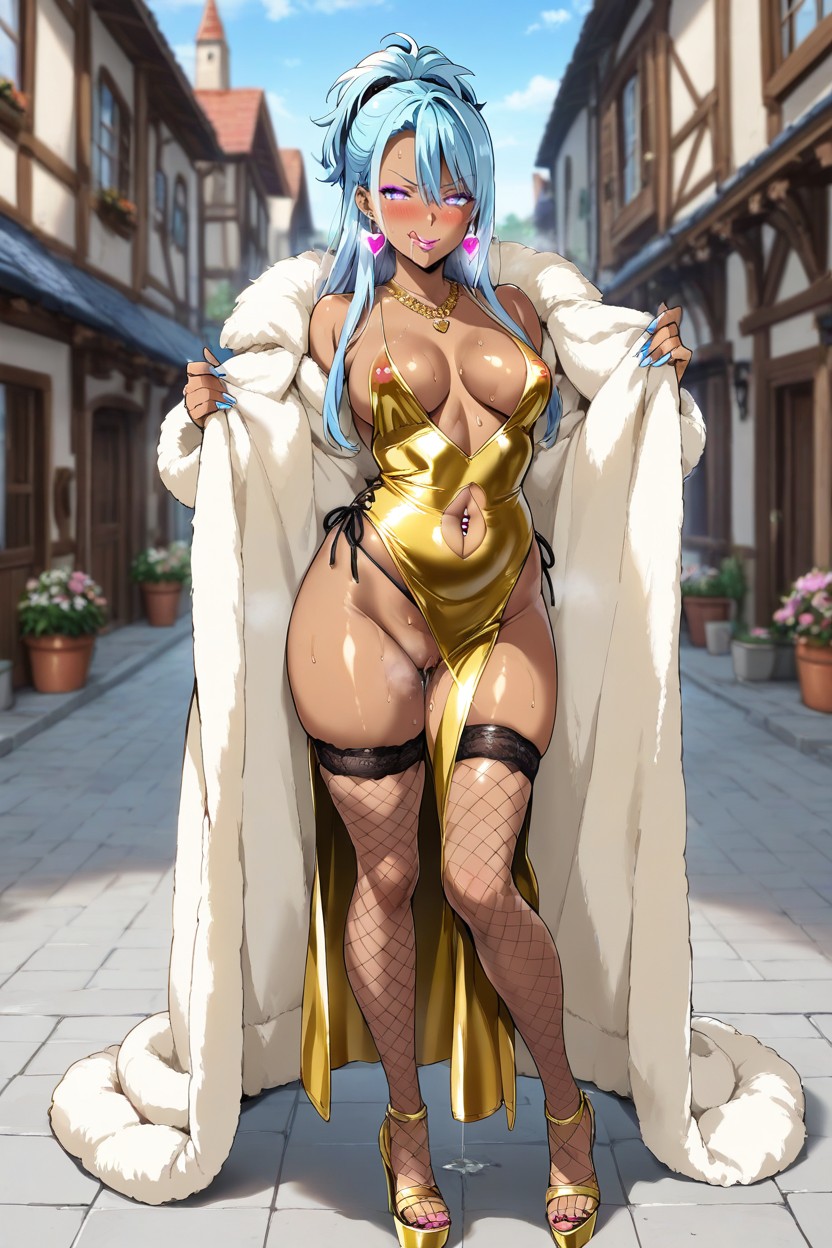 Hypnose, Dark Skin, Light Blue Hair Porno IA Hentai