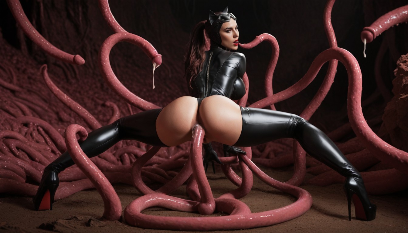 Tentacle Anal Penetration, Red Lipstick And Is Looking Directly At The Viewer, Ponytail AI Porn